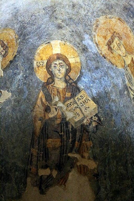 512px-San_lorenzo_in_insula,_cripta_di_epifanio,_affreschi_di_scuola_benedettina,_824-842_ca.,_cristo_benedicente_alla_greca_tra_i_ss._lorenzo_e_stefano_